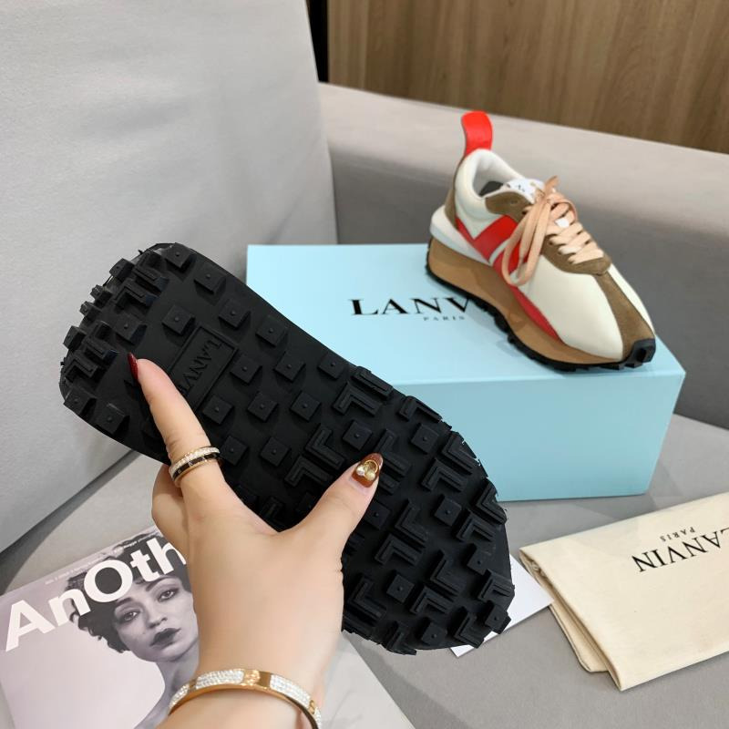 LANVIN Bumper Red Striped Sneakers on White