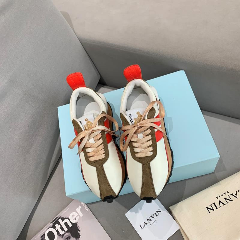 LANVIN Bumper Red Striped Sneakers on White