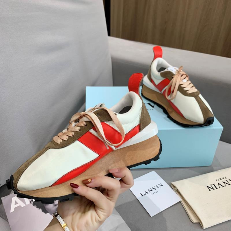 LANVIN Bumper Red Striped Sneakers on White