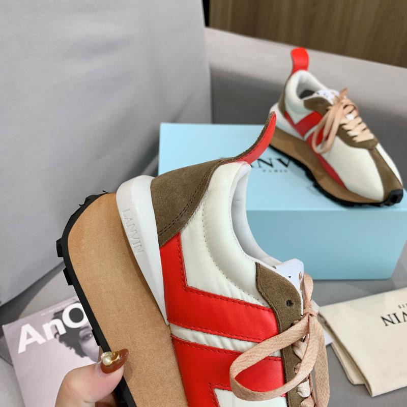 LANVIN Bumper Red Striped Sneakers on White