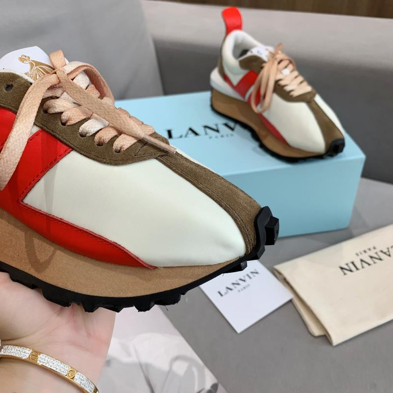 LANVIN Bumper Red Striped Sneakers on White