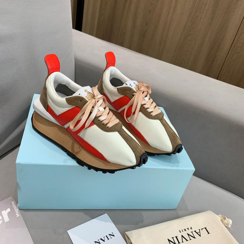 LANVIN Bumper Red Striped Sneakers on White