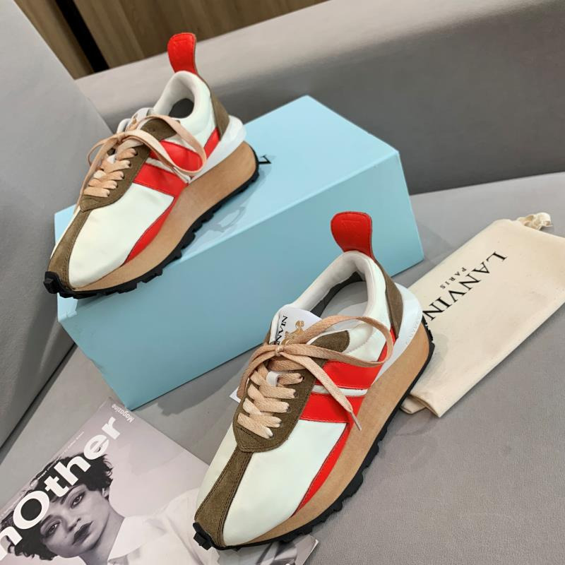 LANVIN Bumper Red Striped Sneakers on White