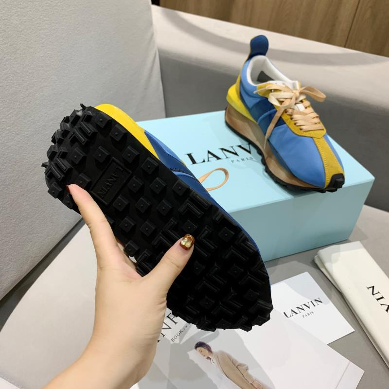 LANVIN Bumper Yellow Striped Sneakers on Blue