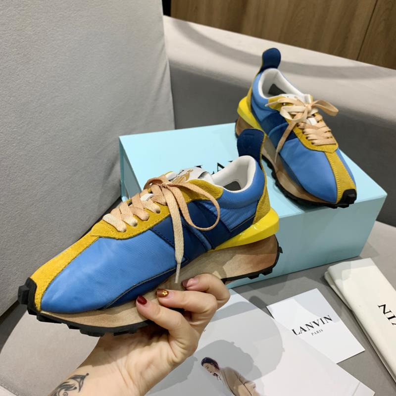 LANVIN Bumper Yellow Striped Sneakers on Blue