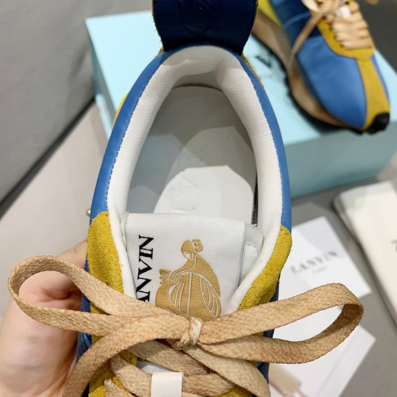 LANVIN Bumper Yellow Striped Sneakers on Blue