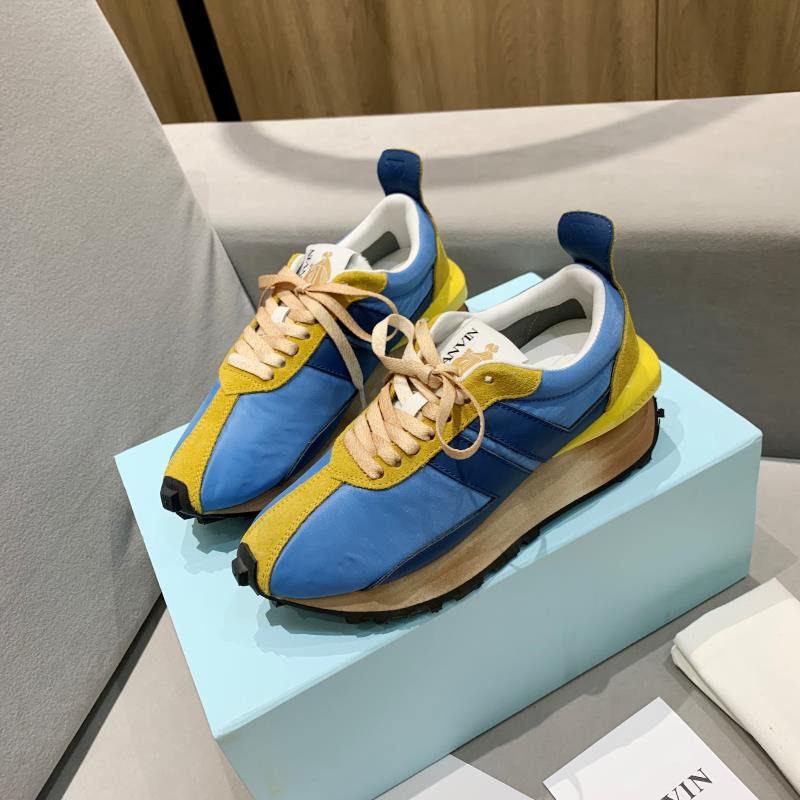 LANVIN Bumper Yellow Striped Sneakers on Blue