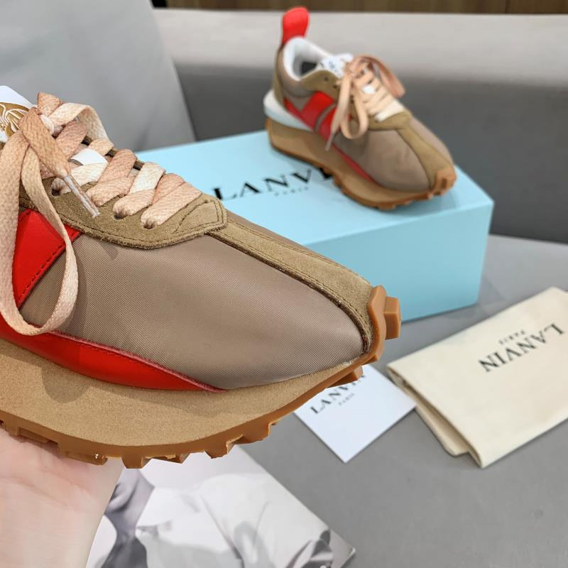 LANVIN Bumper Red Striped Sneakers on Brown