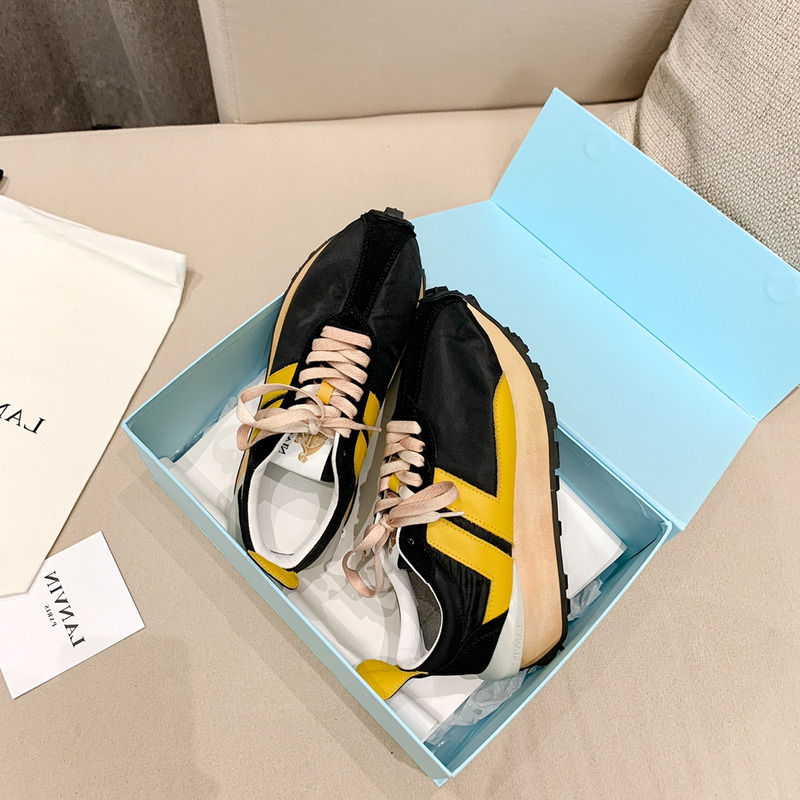 LANVIN Bumper Yellow Striped Sneakers on Black