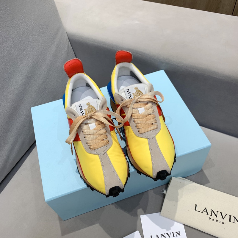 LANVIN Bumper Red Striped Sneakers on Yellow