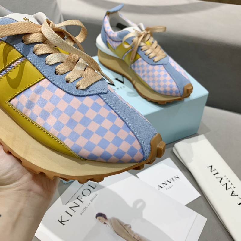 LANVIN Bumper Pink Blue Plaid Yellow Stripe Sneaker