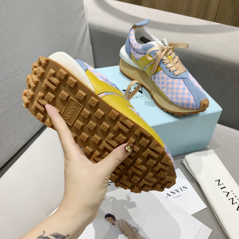 LANVIN Bumper Pink Blue Plaid Yellow Stripe Sneaker