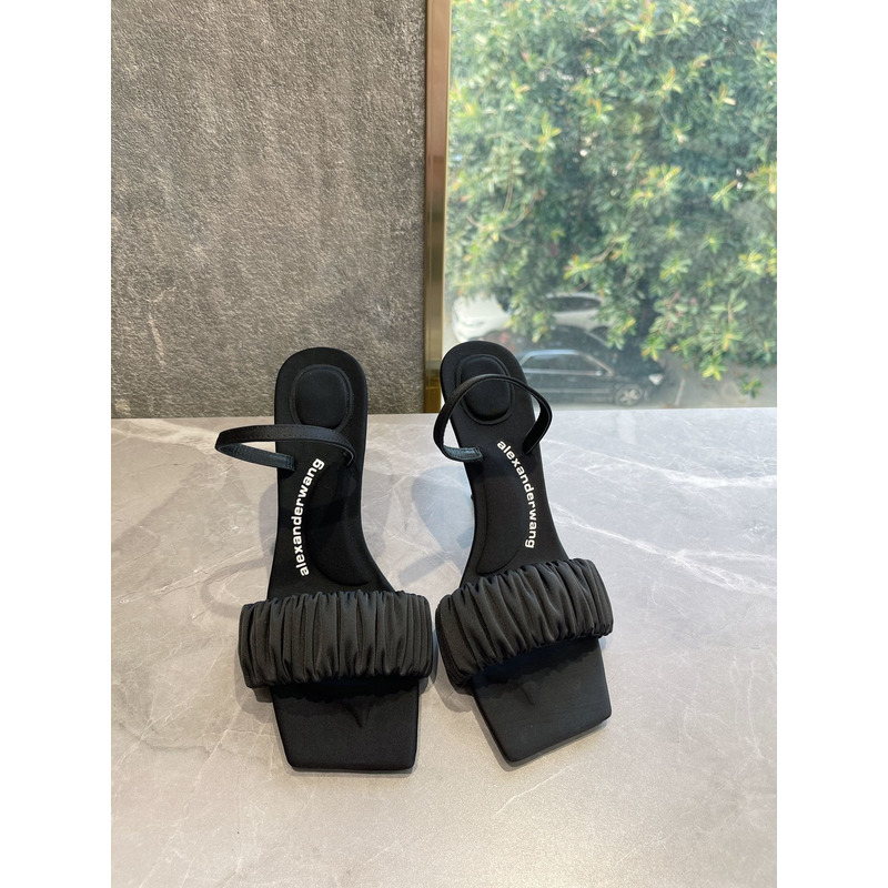 Alexander Wang Julie Scrunchie Slippers Black 10cm