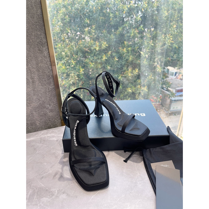 Alexander Wang Satin Platform Sandals Black