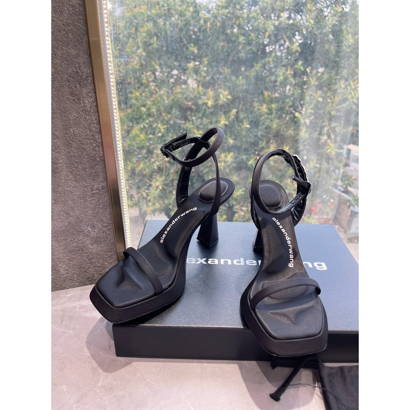 Alexander Wang Satin Platform Sandals Black