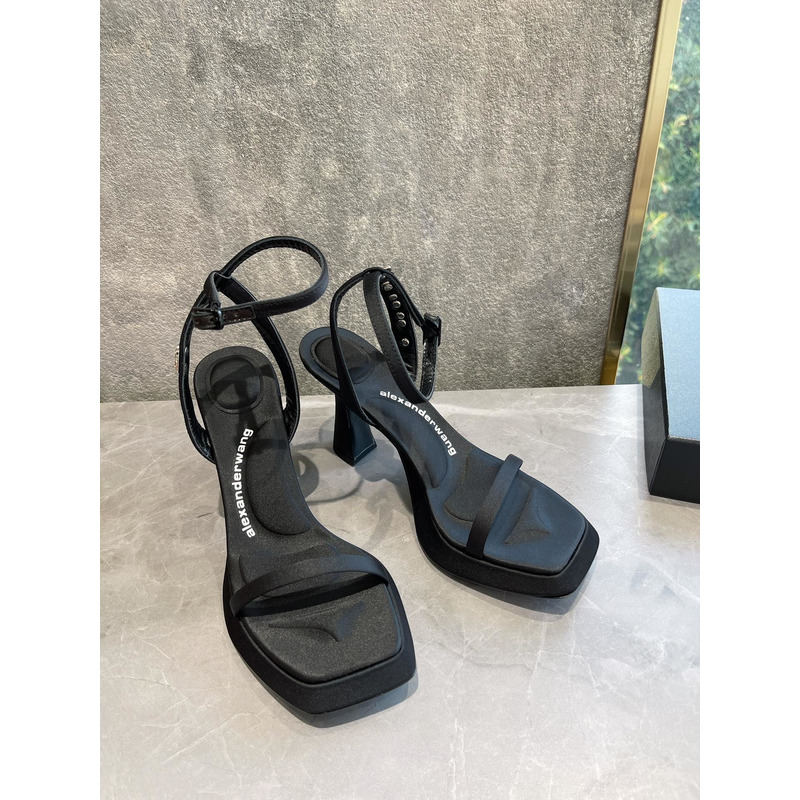 Alexander Wang Satin Platform Sandals Black