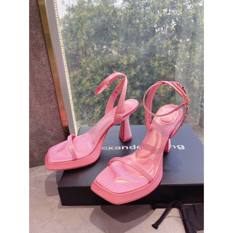 Alexander Wang Shannan Satin Platform Sandals Pink 5.5cm