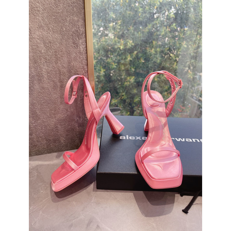 Alexander Wang Shannan Satin Platform Sandals Pink 5.5cm