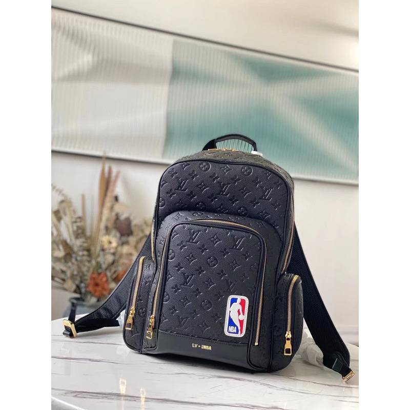 Sup*e x lv monogram nba collaboration basket rucksack leather backpack black