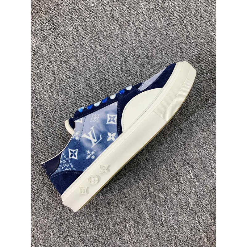 Sup*e x lv unisex lv ollie sneaker monogram canvas suede calf leather watercolor blue