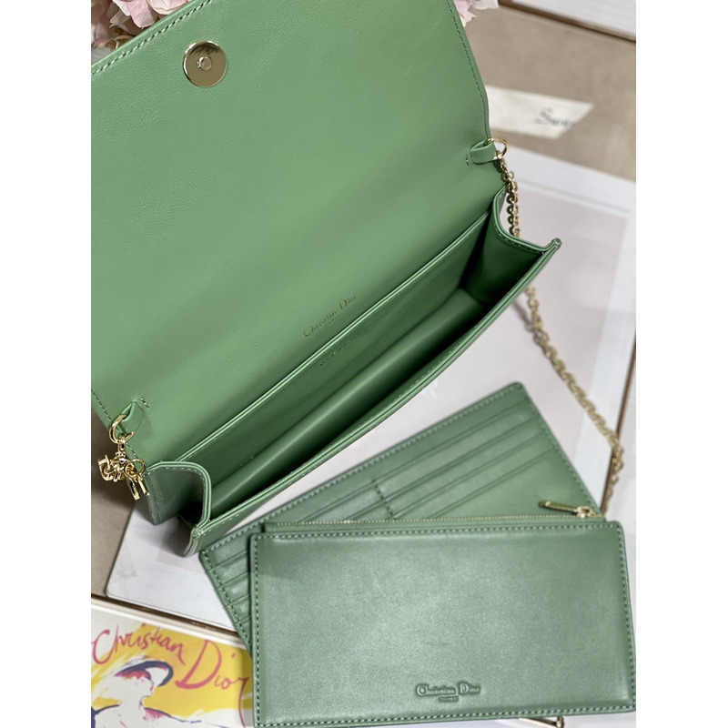 D*or lambskin chain clutch 21.5 x 11.5 x 3cm olive green