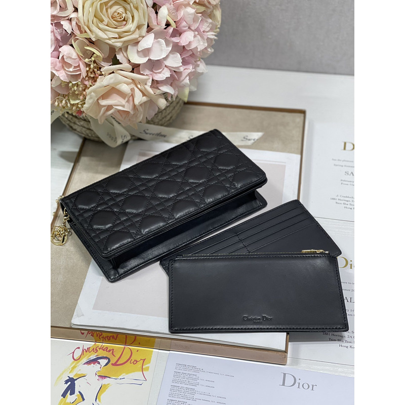 D*or lambskin chain clutch 21.5 x 11.5 x 3cm black