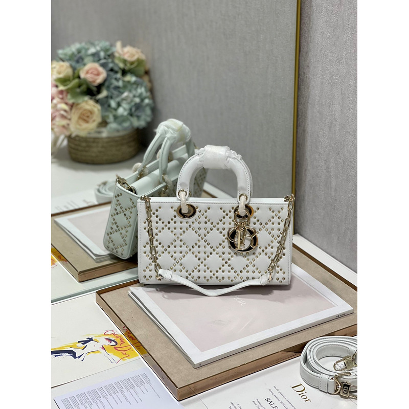 D*or lady d-joy bag beaded white 26*6*14cm