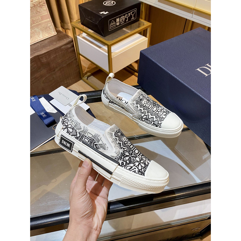 D*or printed canvas loafers black and white