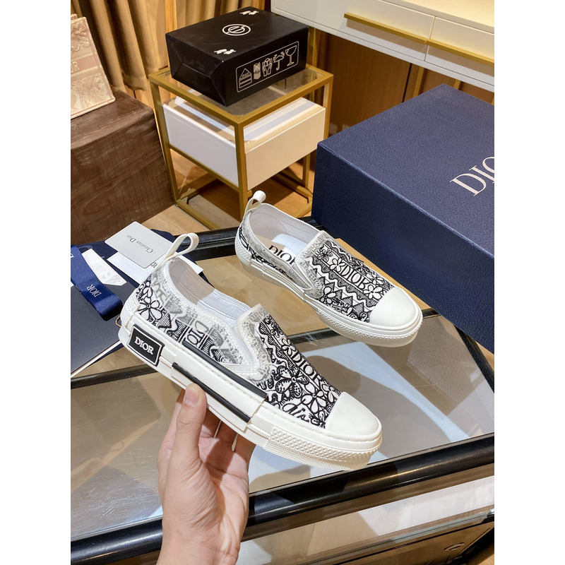 D*or printed canvas loafers black and white