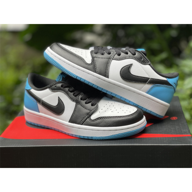 Jordan 1 Low UNC Sneakers White/Dark Powder Blue-Obsidian