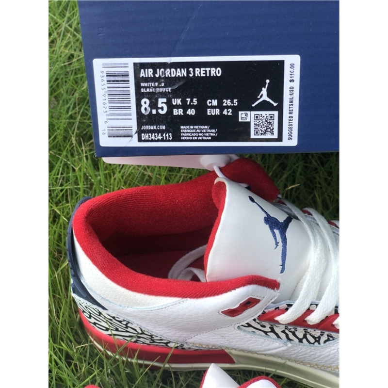 Jordan 3 Retro Cardinal Red White 2022