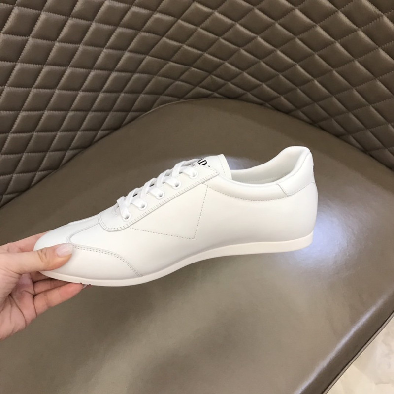 Pra*a logo lace-up leather shoes white