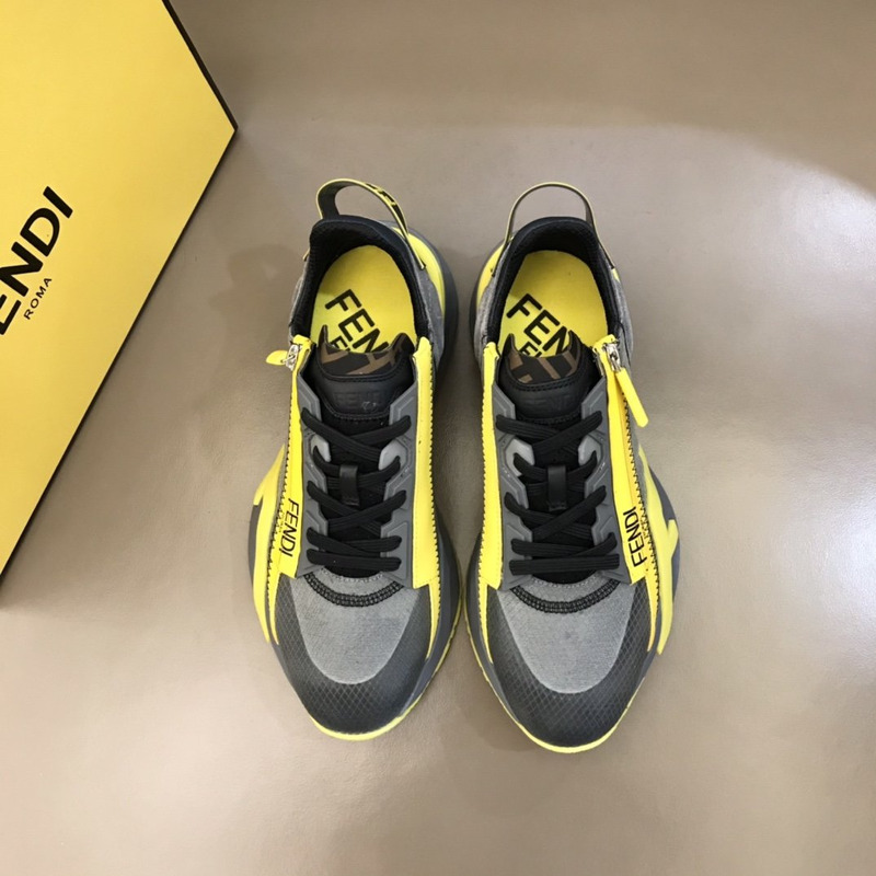 F**di nylon low-top sneakers grey and yellow