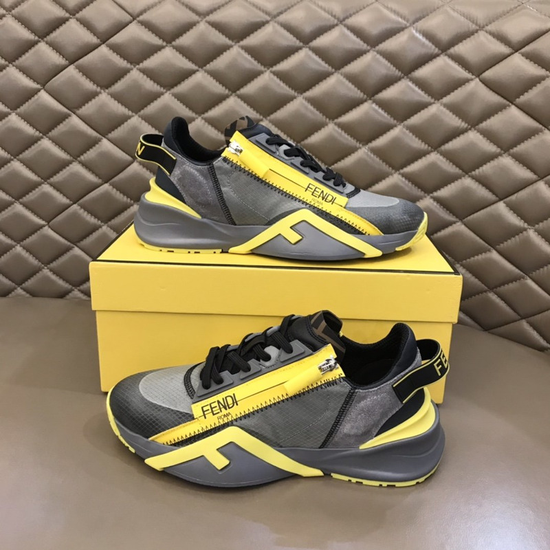 F**di nylon low-top sneakers grey and yellow