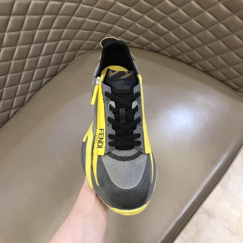 F**di nylon low-top sneakers grey and yellow