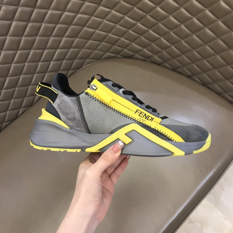 F**di nylon low-top sneakers grey and yellow