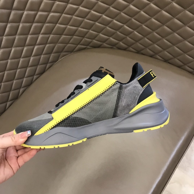 F**di nylon low-top sneakers grey and yellow