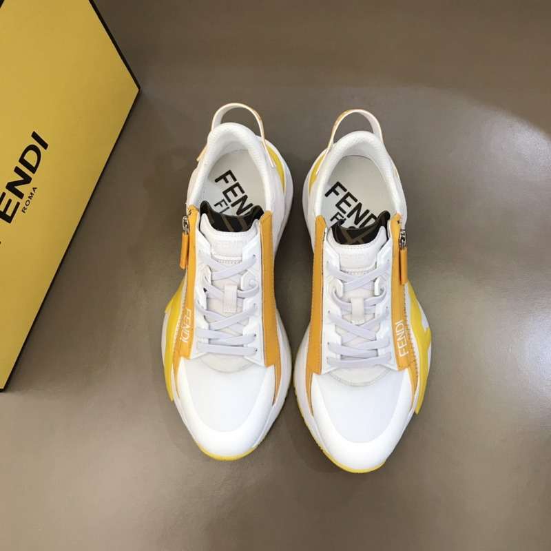 F**di nylon low-top sneakers white and yellow