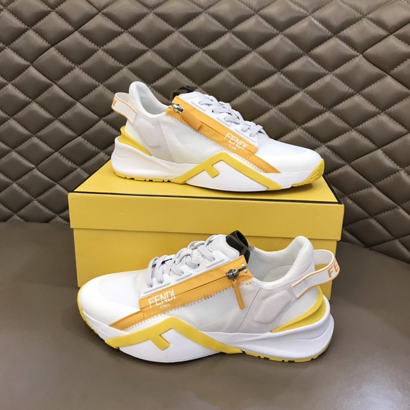 F**di nylon low-top sneakers white and yellow