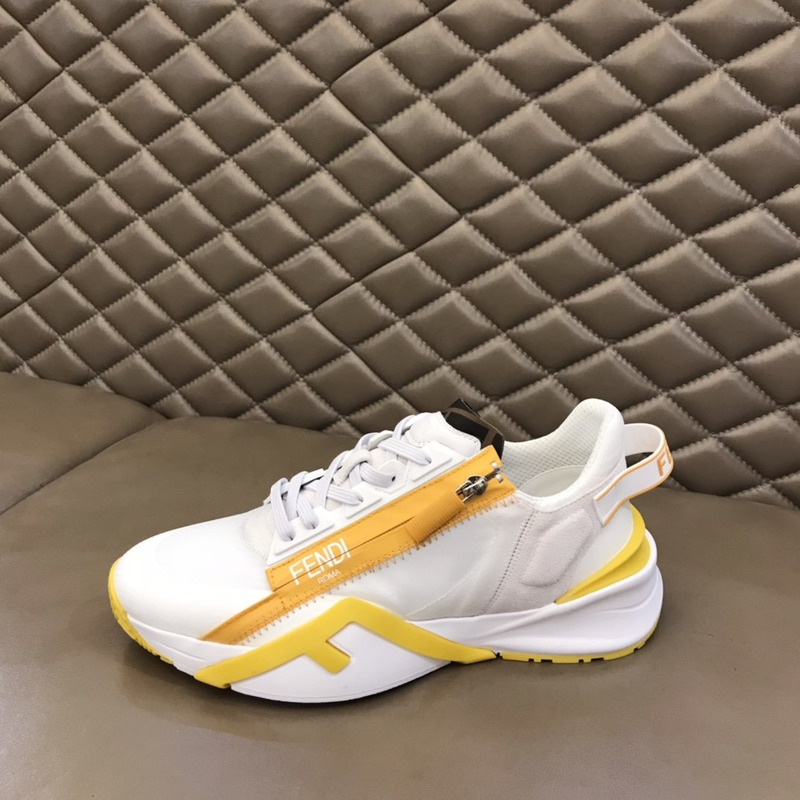 F**di nylon low-top sneakers white and yellow