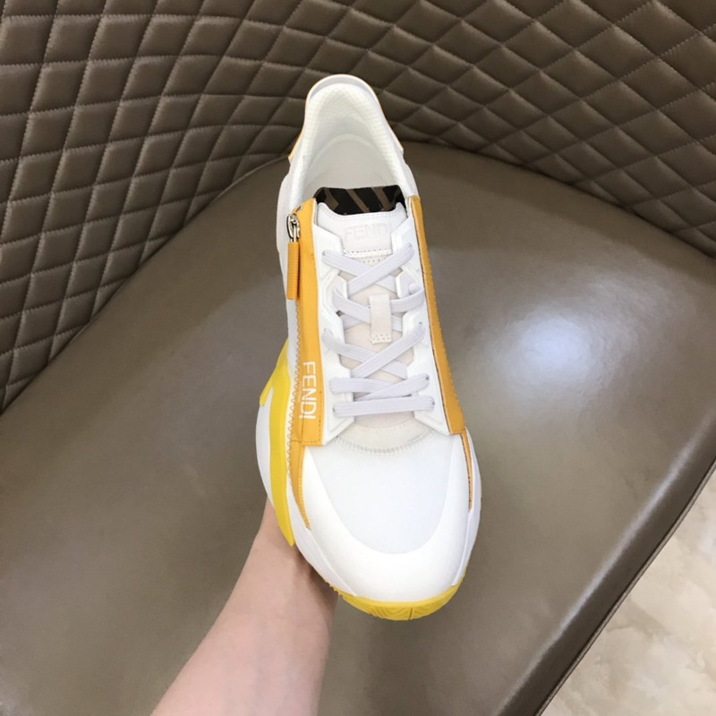 F**di nylon low-top sneakers white and yellow