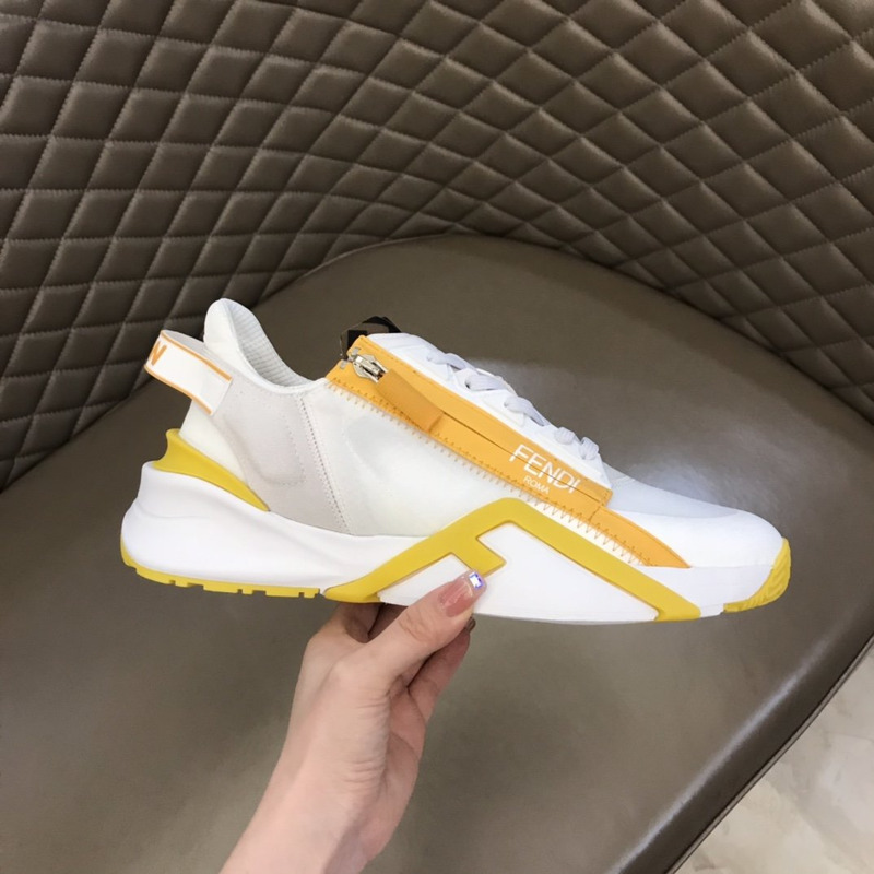 F**di nylon low-top sneakers white and yellow