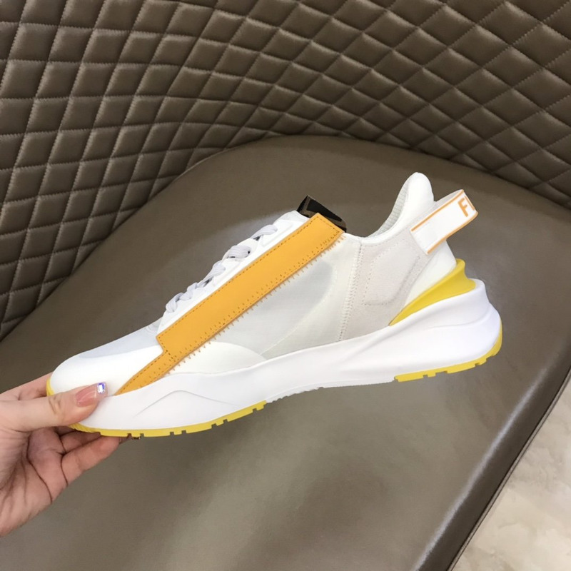 F**di nylon low-top sneakers white and yellow