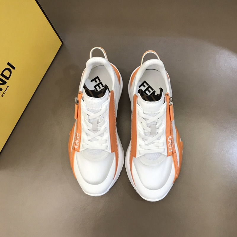 F**di nylon low-top sneakers white and orange