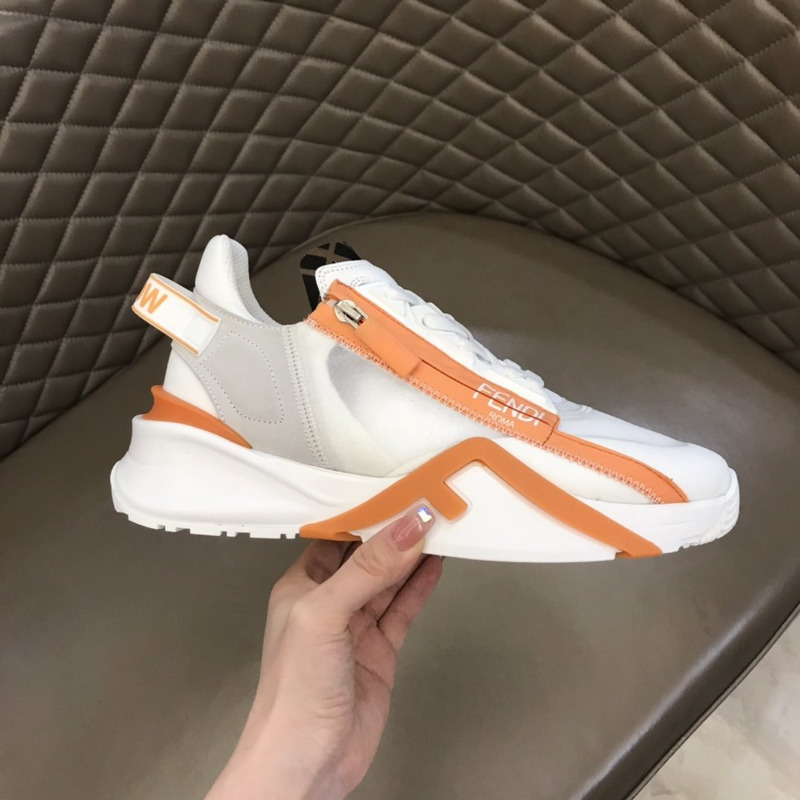 F**di nylon low-top sneakers white and orange