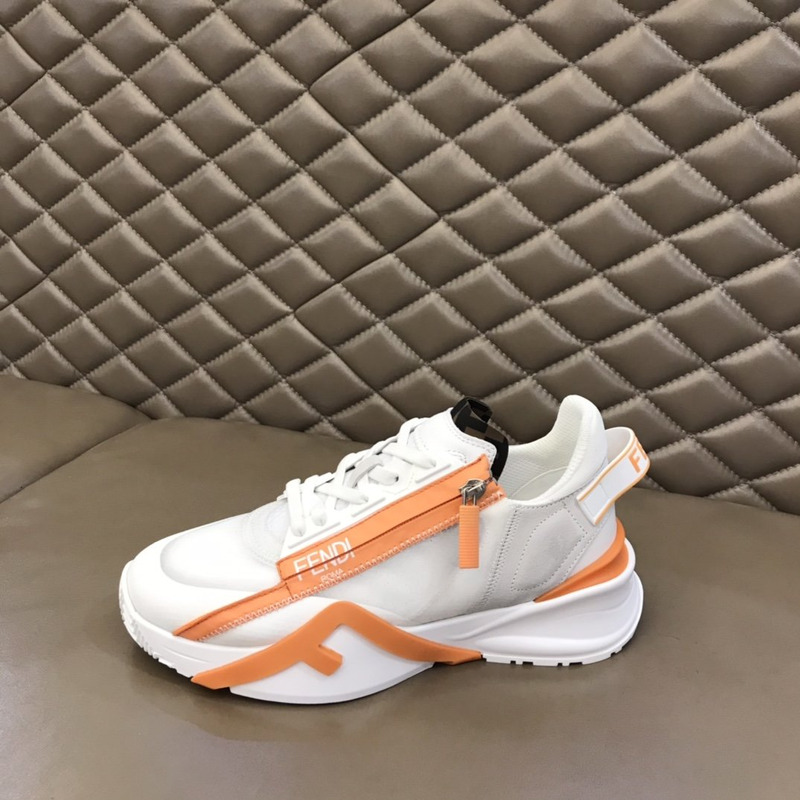 F**di nylon low-top sneakers white and orange