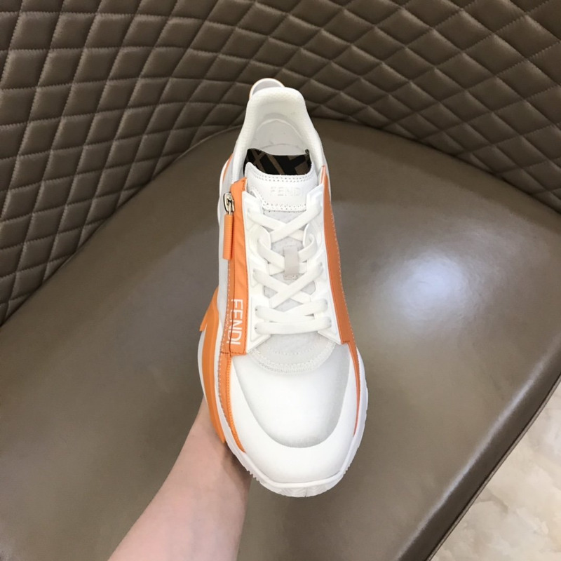 F**di nylon low-top sneakers white and orange