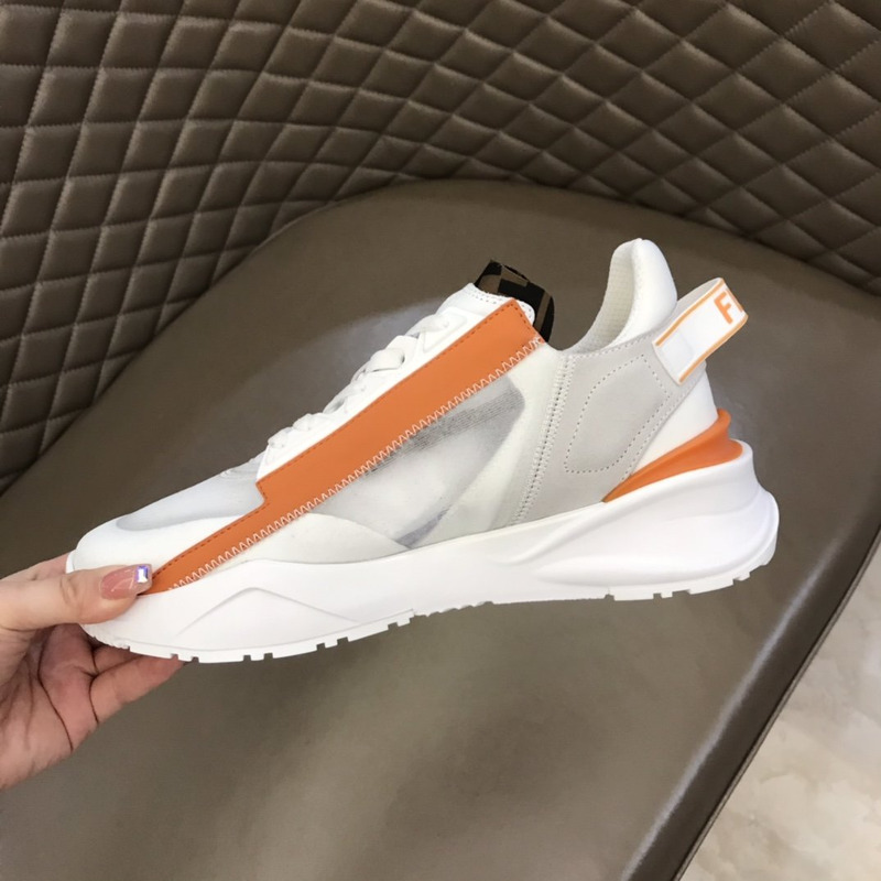 F**di nylon low-top sneakers white and orange