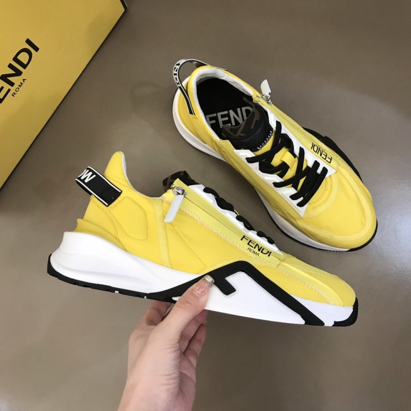 F**di zip detailed low-top sneakers yellow