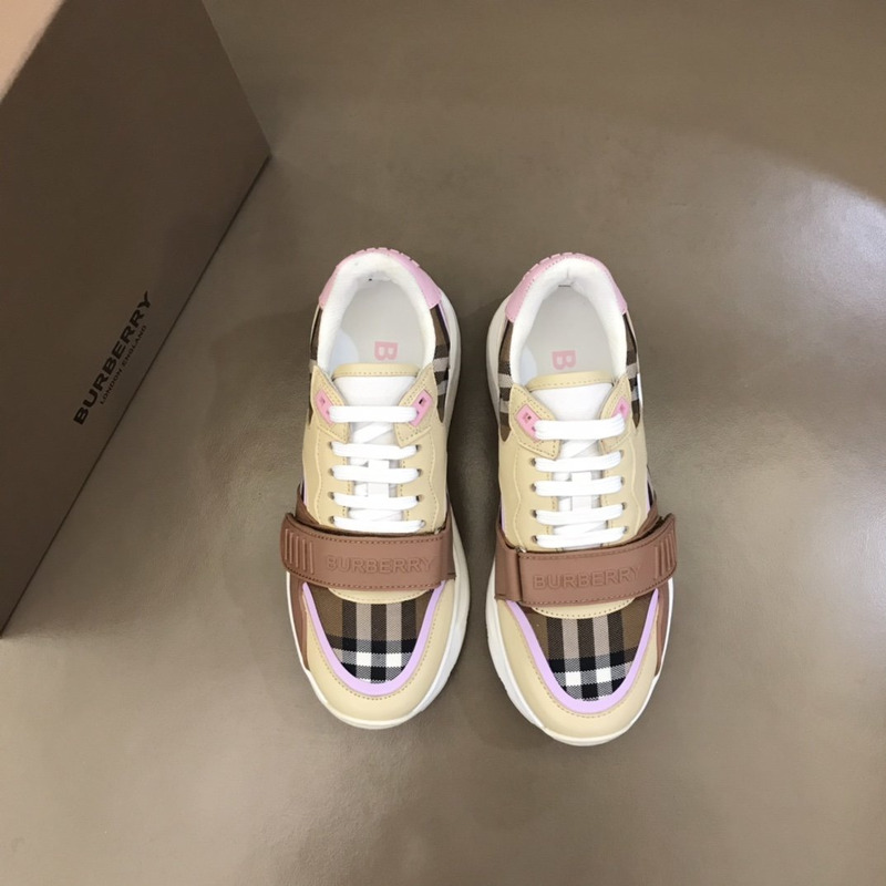 B**rry women''s patchwork check sneakers brown and pink